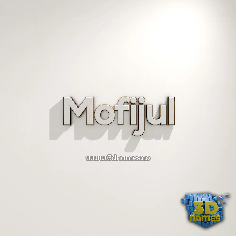 mofijul in White Logo Warm style - 3D name wallpaper