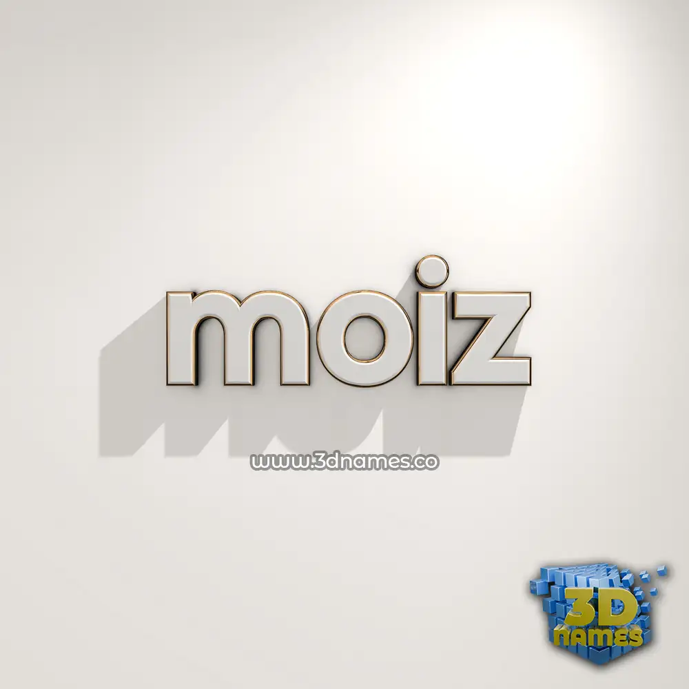 moiz in White Logo Warm style - 3D name wallpaper