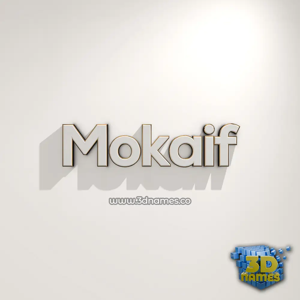 mokaif in White Logo Warm style - 3D name wallpaper