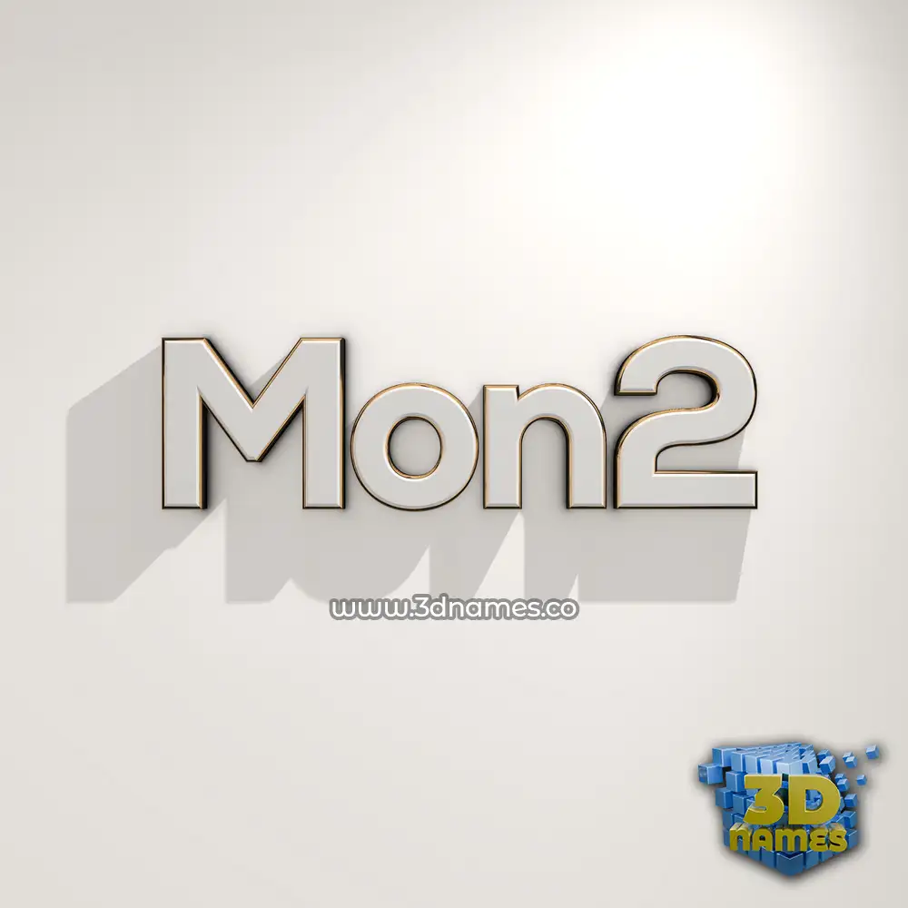 mon2 in White Logo Warm style - 3D name wallpaper