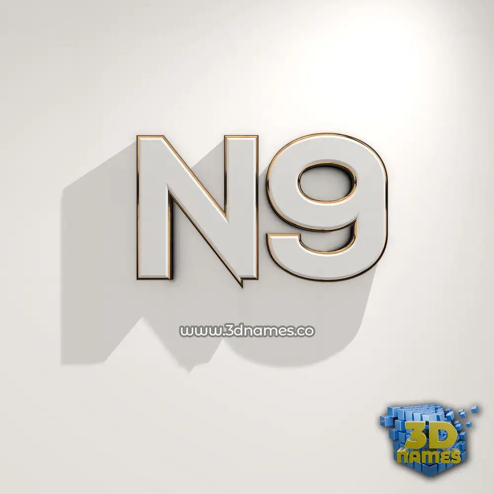 n9 in White Logo Warm style - 3D name wallpaper