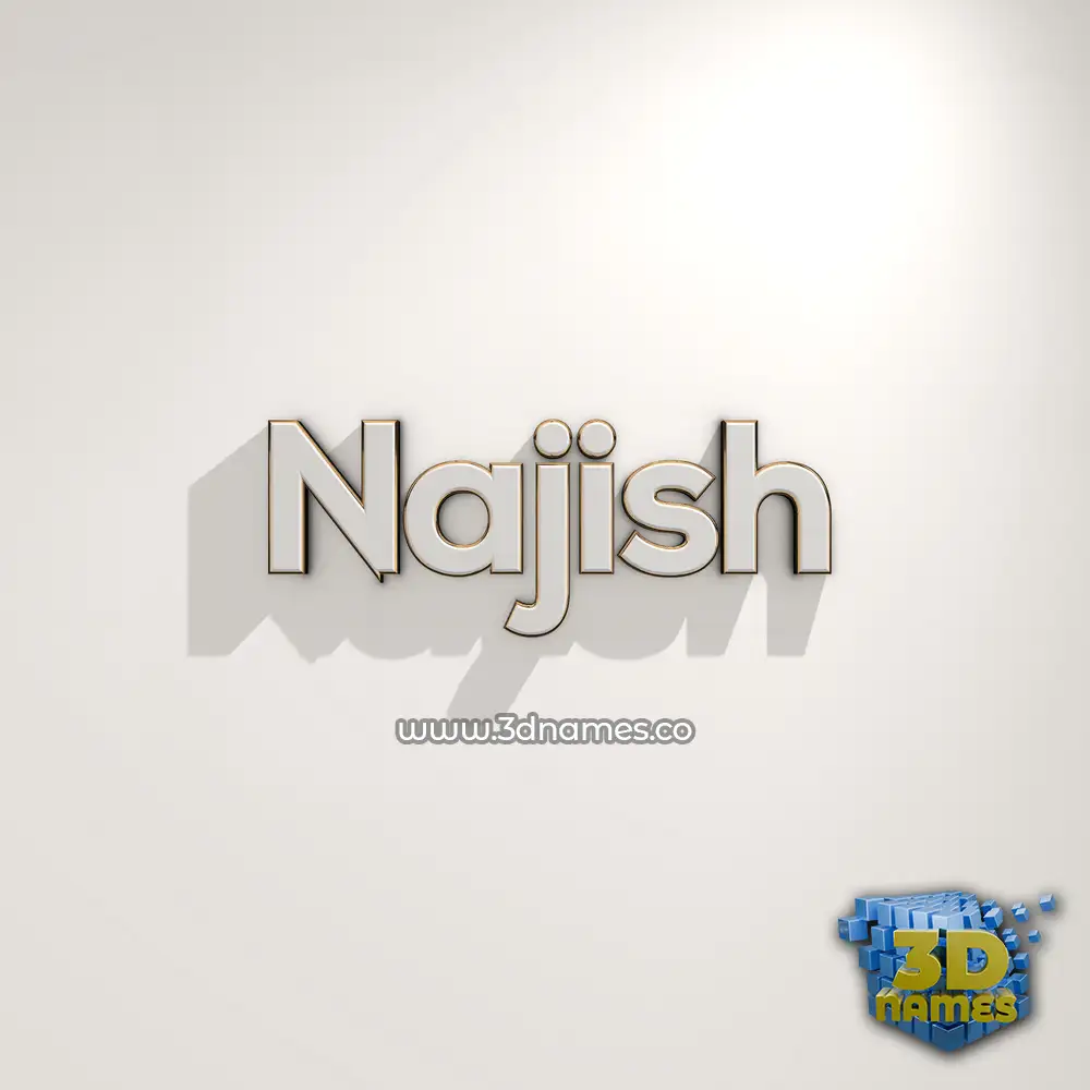 najish in White Logo Warm style - 3D name wallpaper