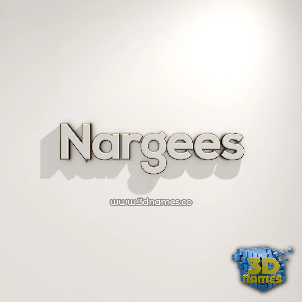 nargees in White Logo Warm style - 3D name wallpaper