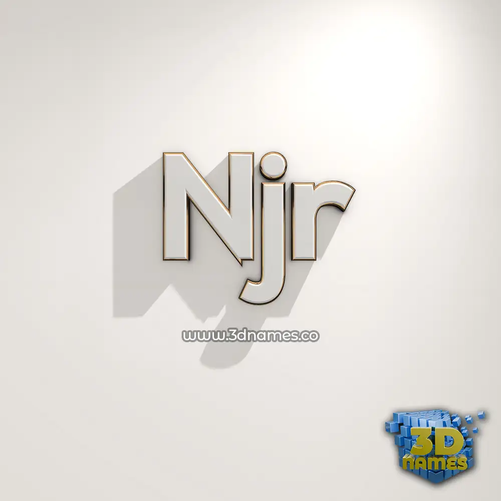njr in White Logo Warm style - 3D name wallpaper
