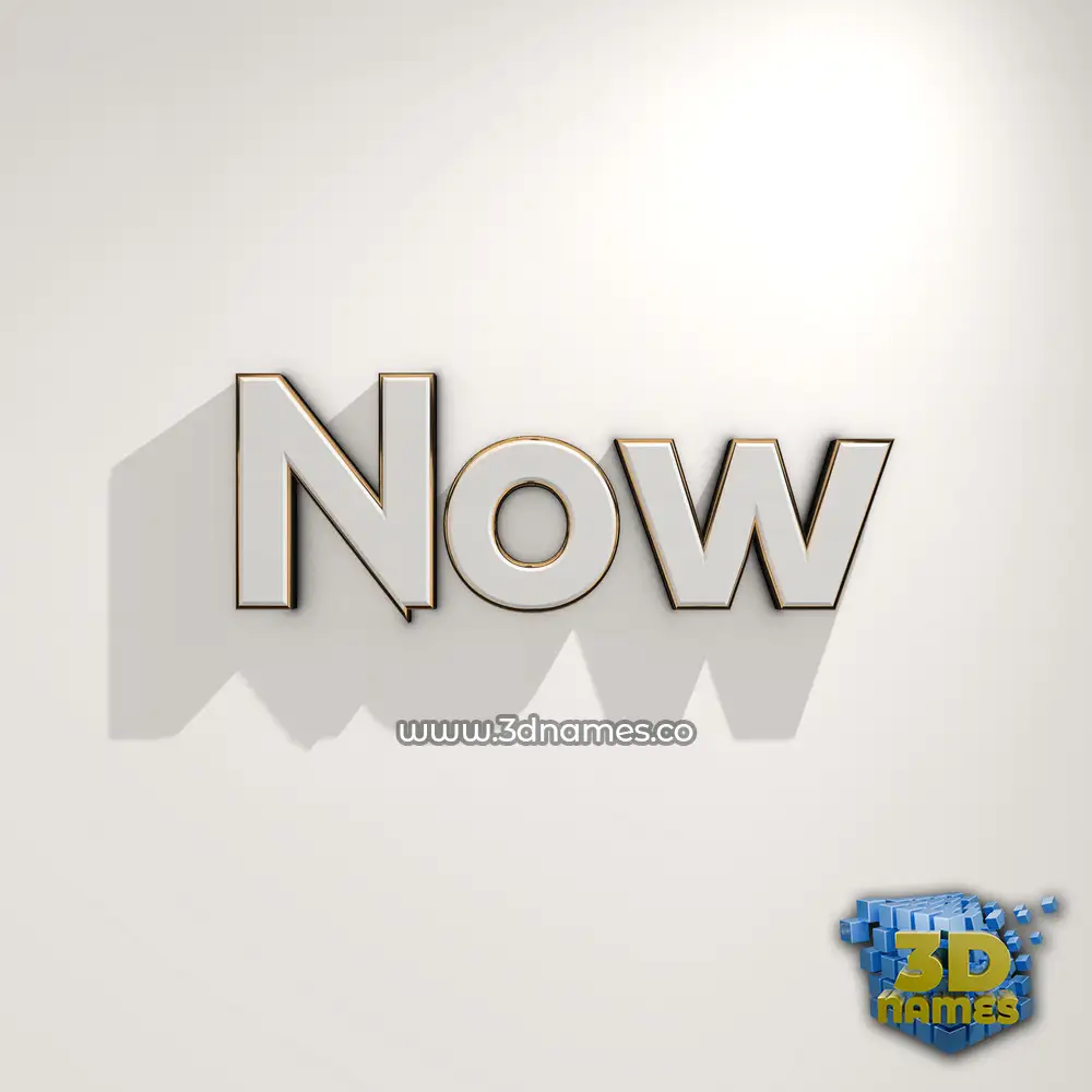 now in White Logo Warm style - 3D name wallpaper