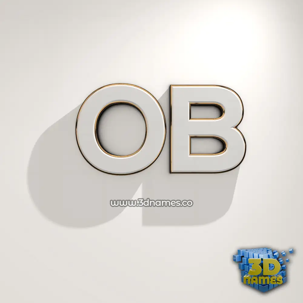ob in White Logo Warm style - 3D name wallpaper