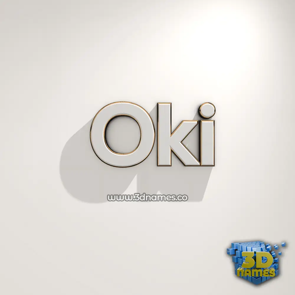 oki in White Logo Warm style - 3D name wallpaper