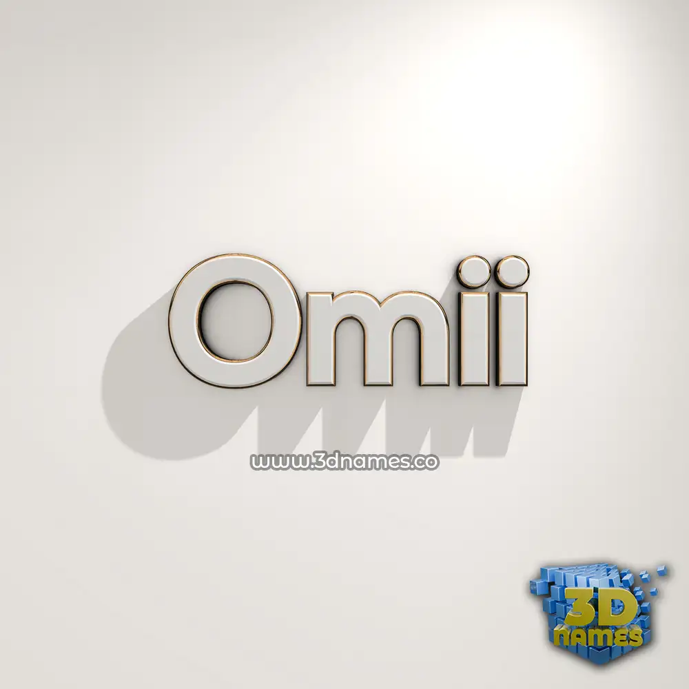 omii in White Logo Warm style - 3D name wallpaper