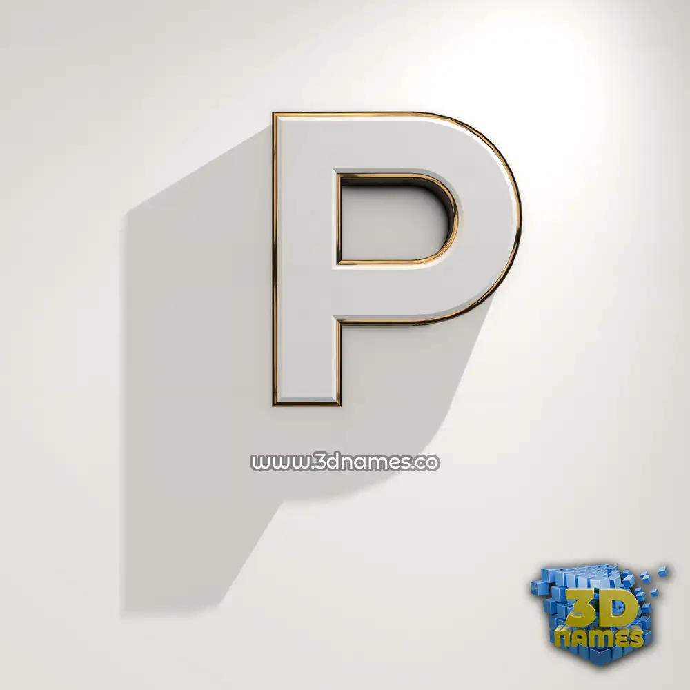 p in White Logo Warm style - 3D name wallpaper