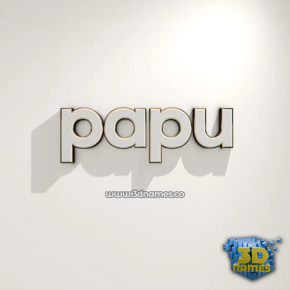 papu in White Logo Warm style - 3D name wallpaper