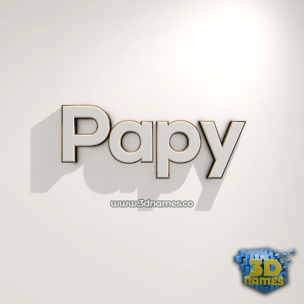 papy in White Logo Warm style - 3D name wallpaper
