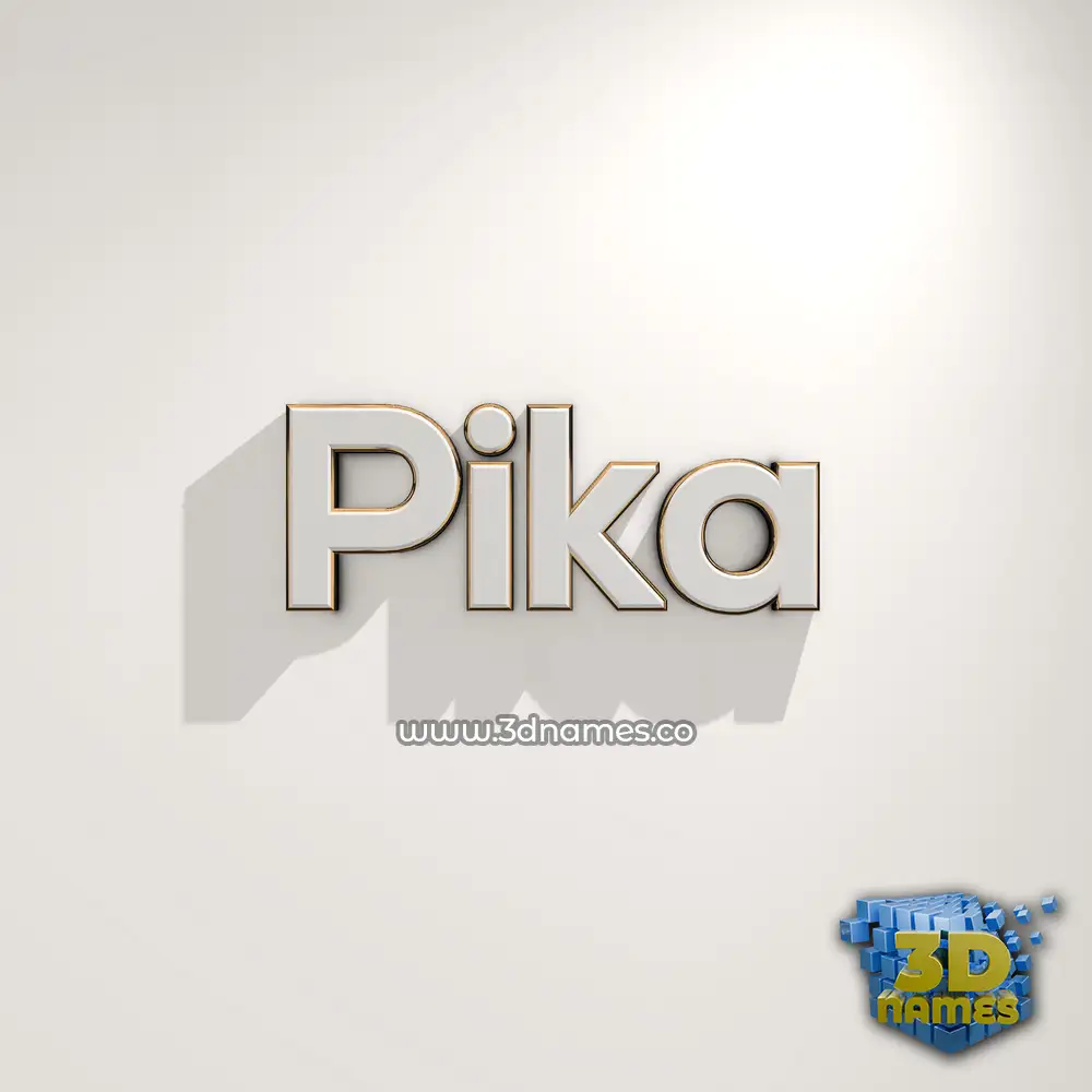 pika in White Logo Warm style - 3D name wallpaper