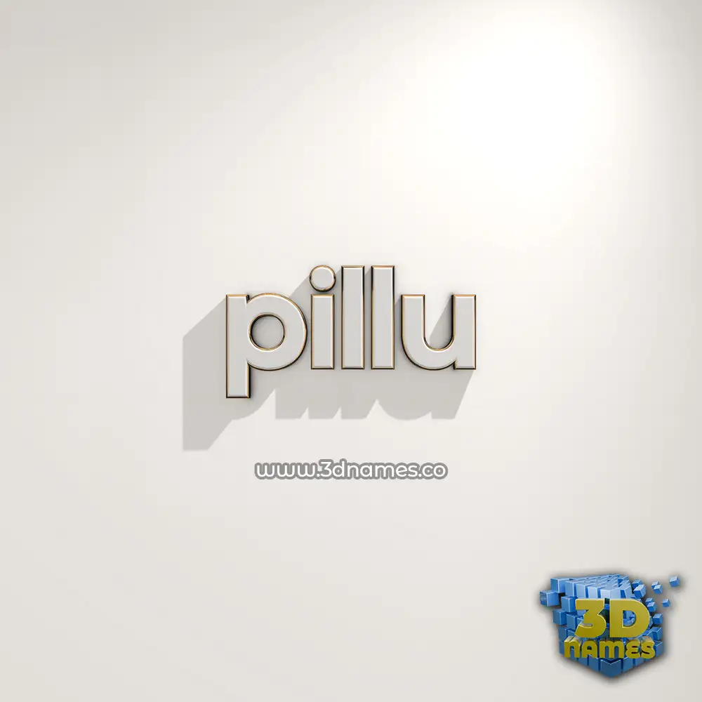 pillu in White Logo Warm style - 3D name wallpaper
