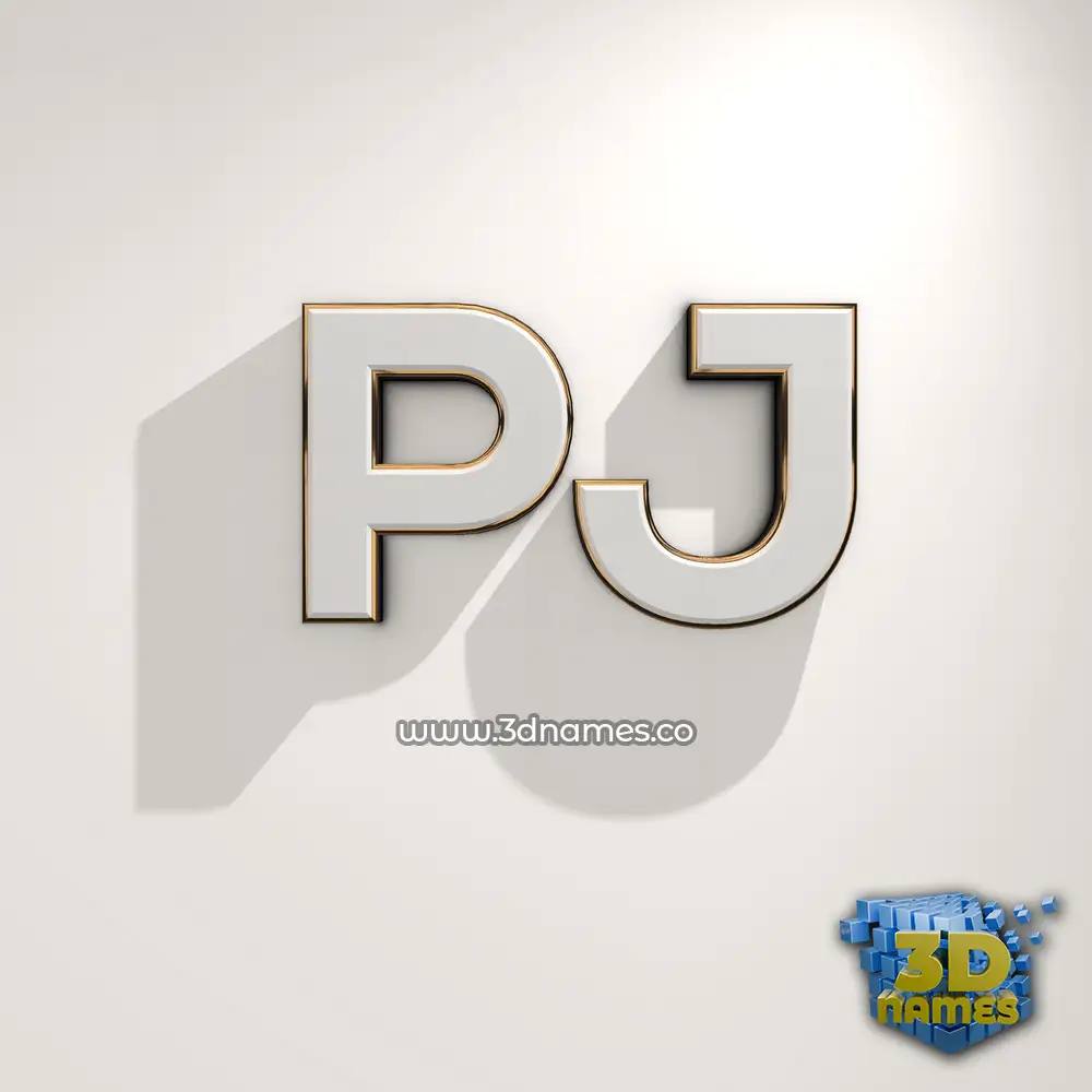 pj in White Logo Warm style - 3D name wallpaper