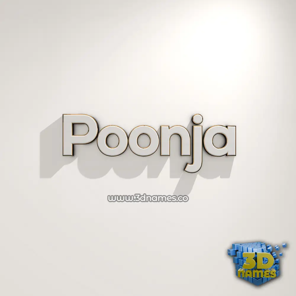 poonja in White Logo Warm style - 3D name wallpaper