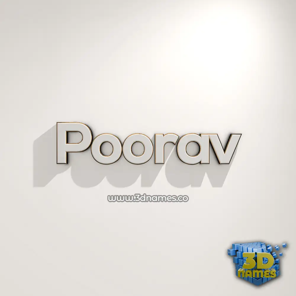 poorav in White Logo Warm style - 3D name wallpaper