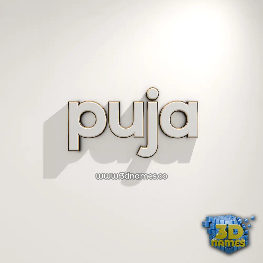 puja in White Logo Warm style - 3D name wallpaper