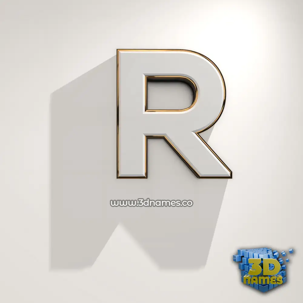 r in White Logo Warm style - 3D name wallpaper
