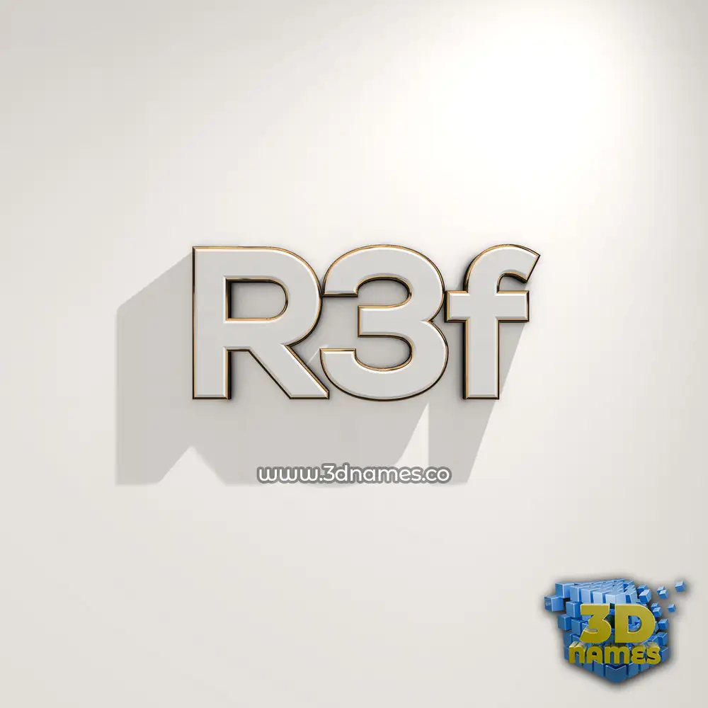 r3f in White Logo Warm style - 3D name wallpaper