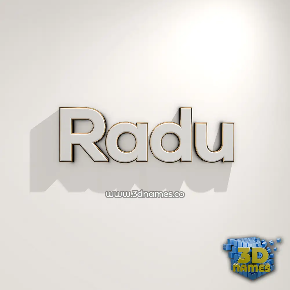radu in White Logo Warm style - 3D name wallpaper
