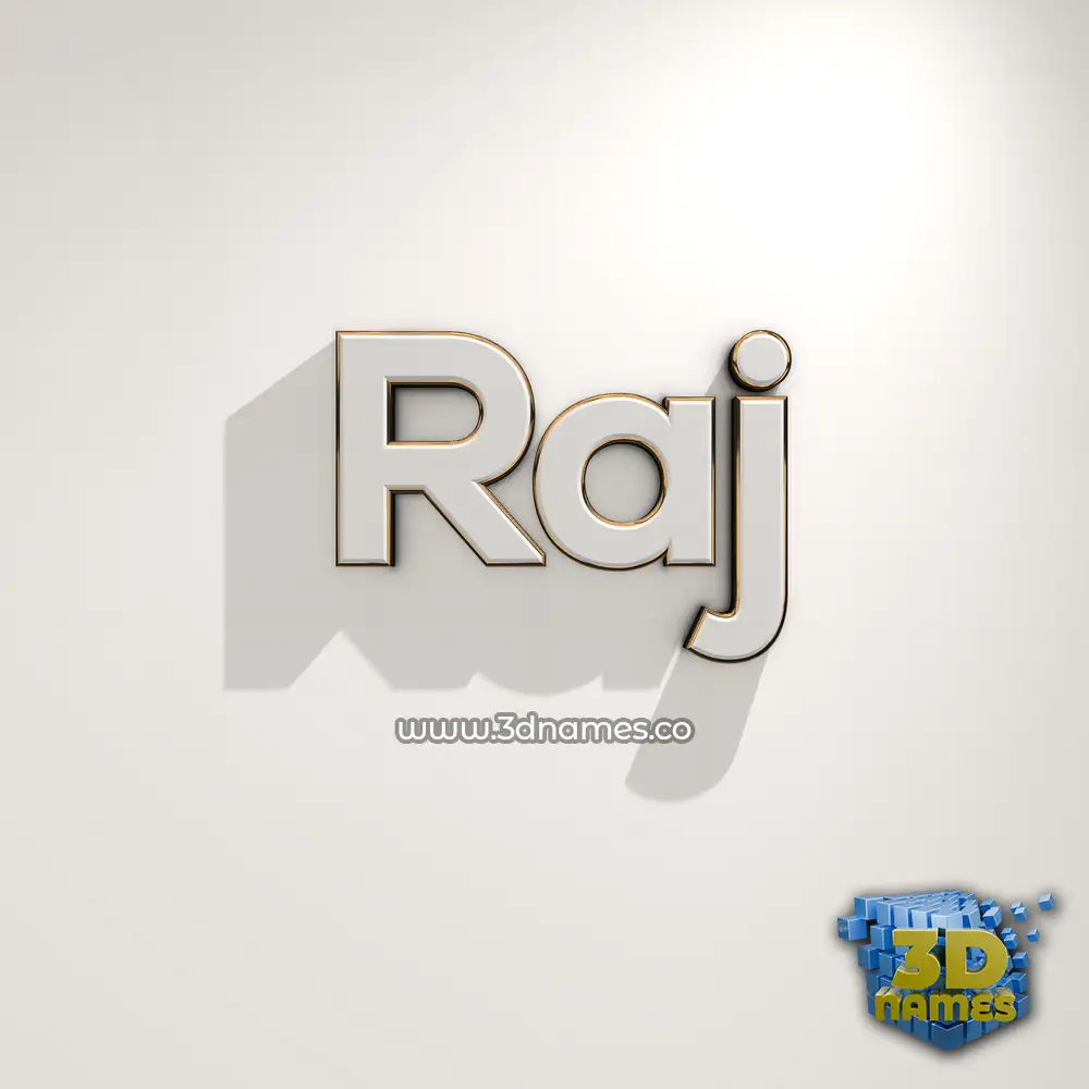 raj in White Logo Warm style - 3D name wallpaper