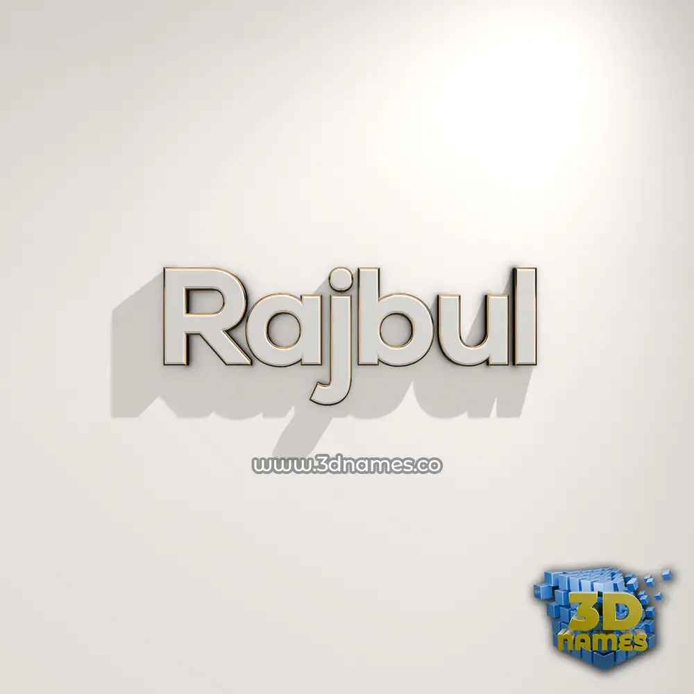 rajbul in White Logo Warm style - 3D name wallpaper