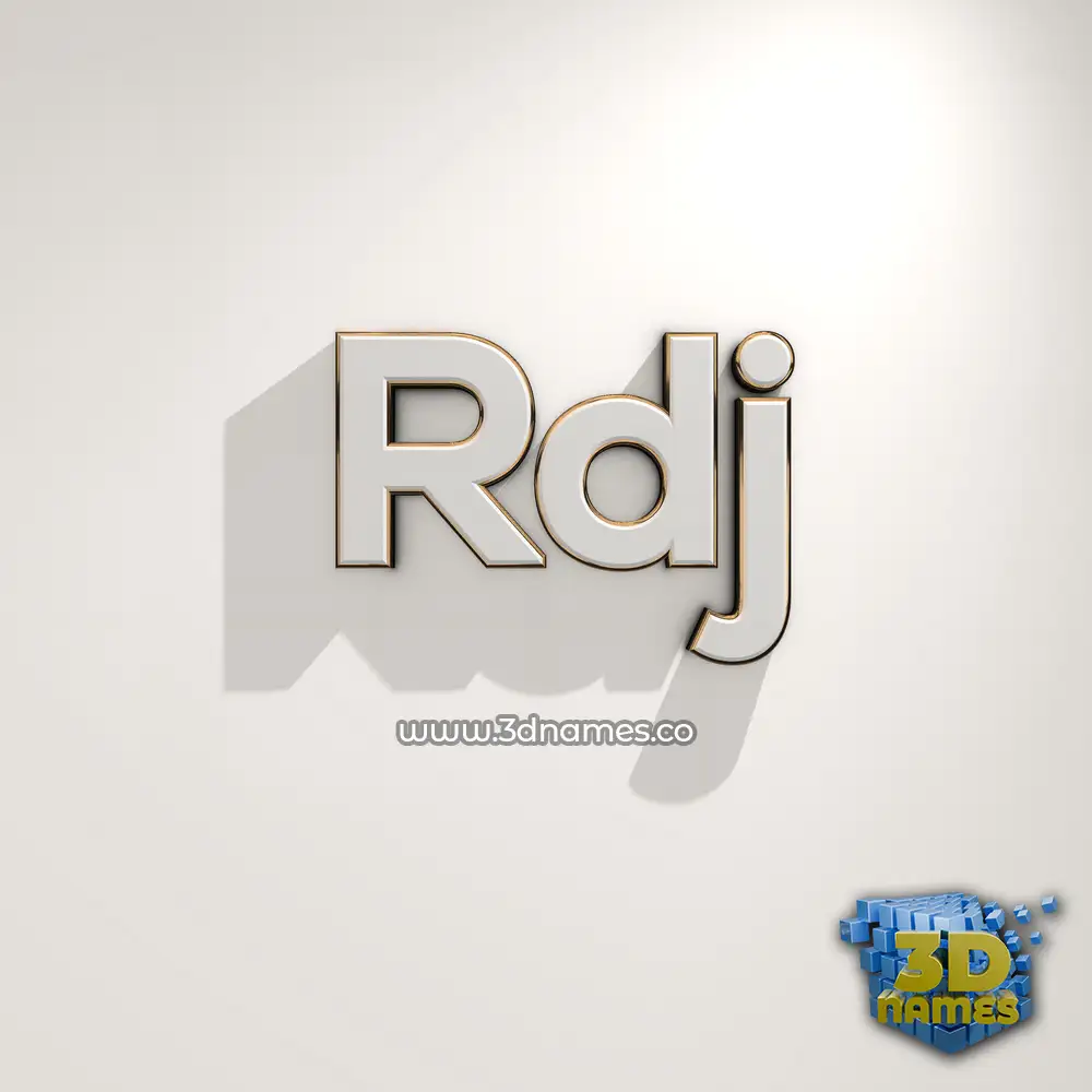 rdj in White Logo Warm style - 3D name wallpaper