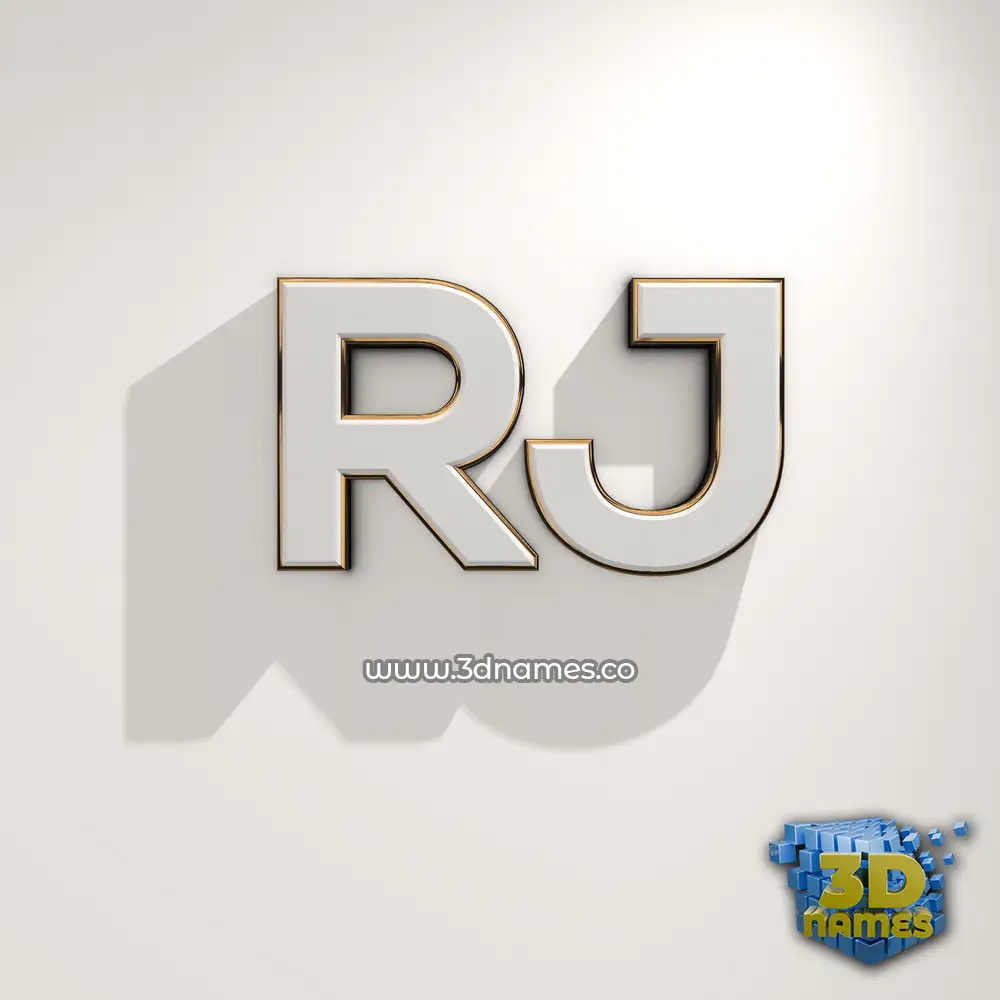 rj in White Logo Warm style - 3D name wallpaper