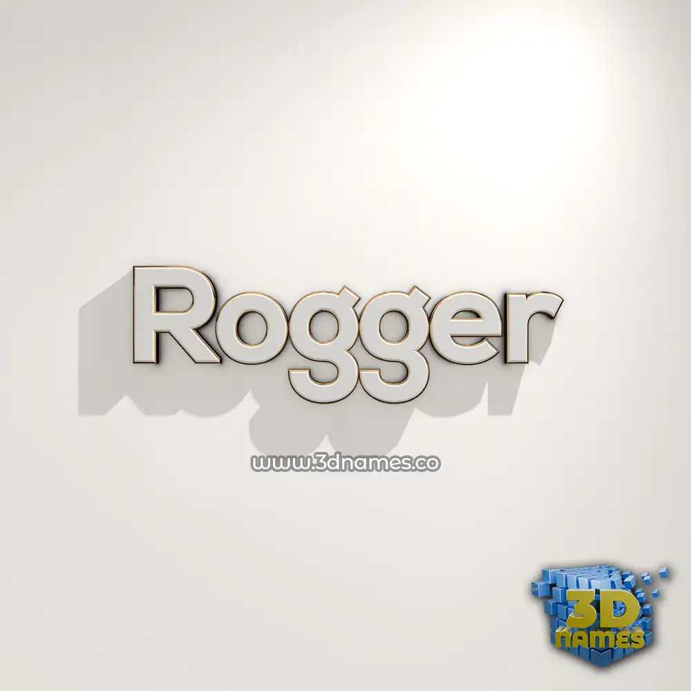 rogger in White Logo Warm style - 3D name wallpaper