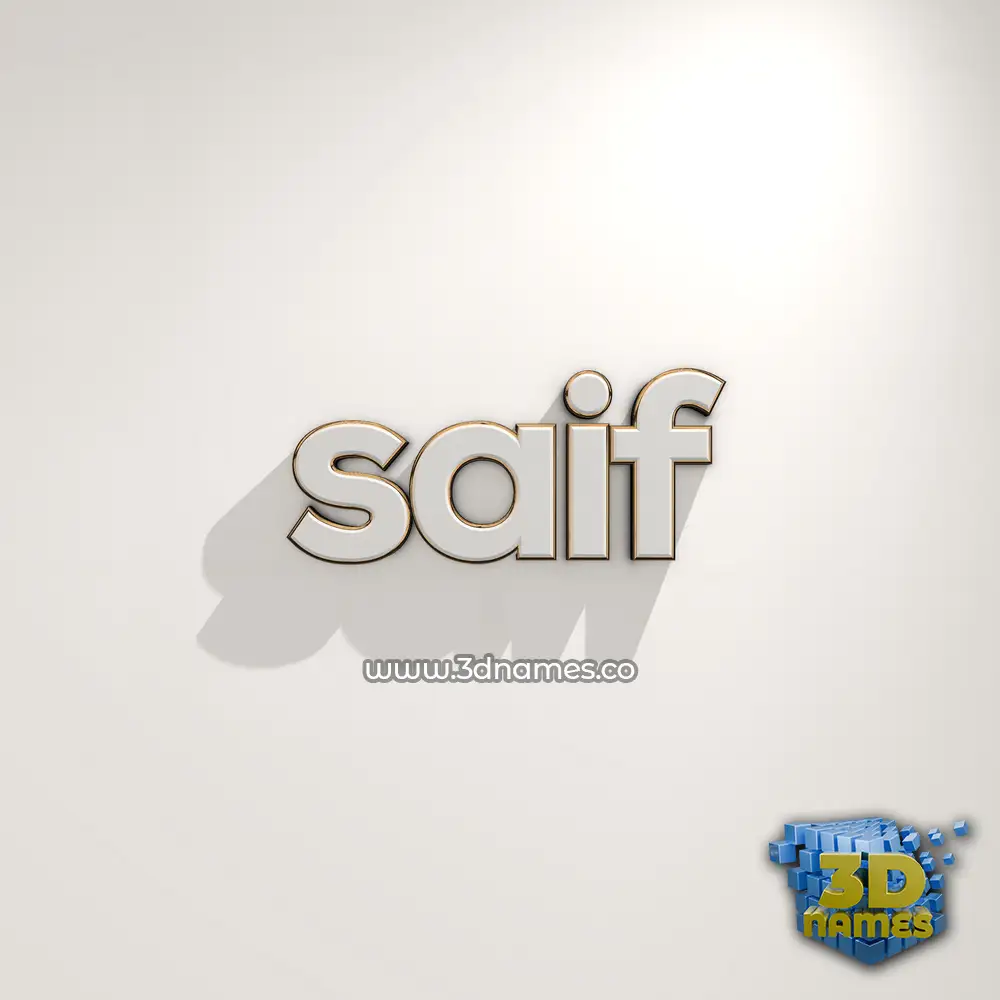 saif in White Logo Warm style - 3D name wallpaper