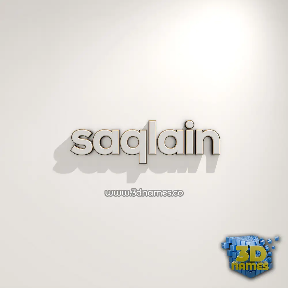 saqlain in White Logo Warm style - 3D name wallpaper