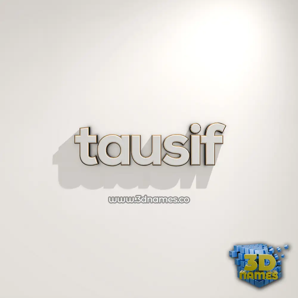 tausif in White Logo Warm style - 3D name wallpaper