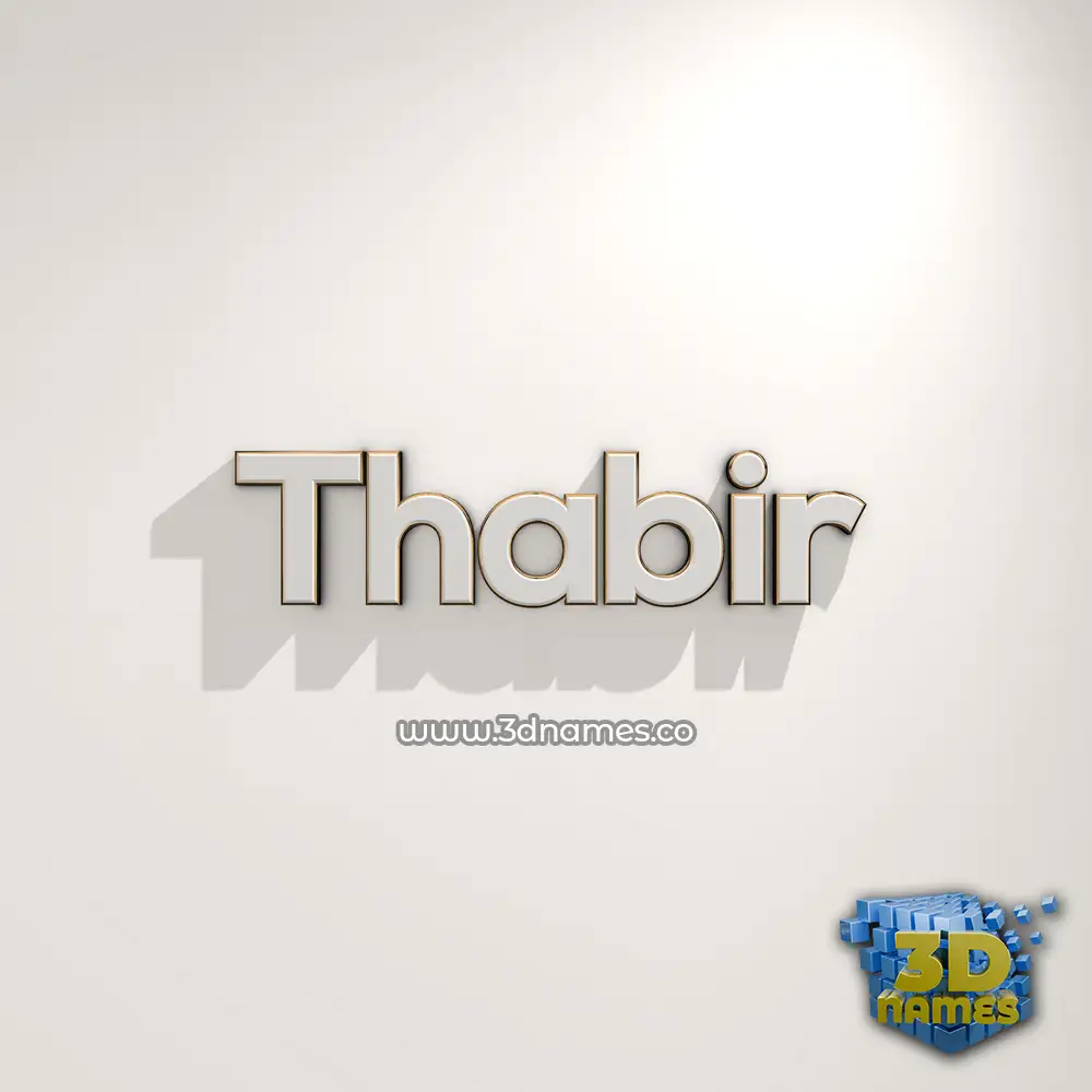thabir in White Logo Warm style - 3D name wallpaper