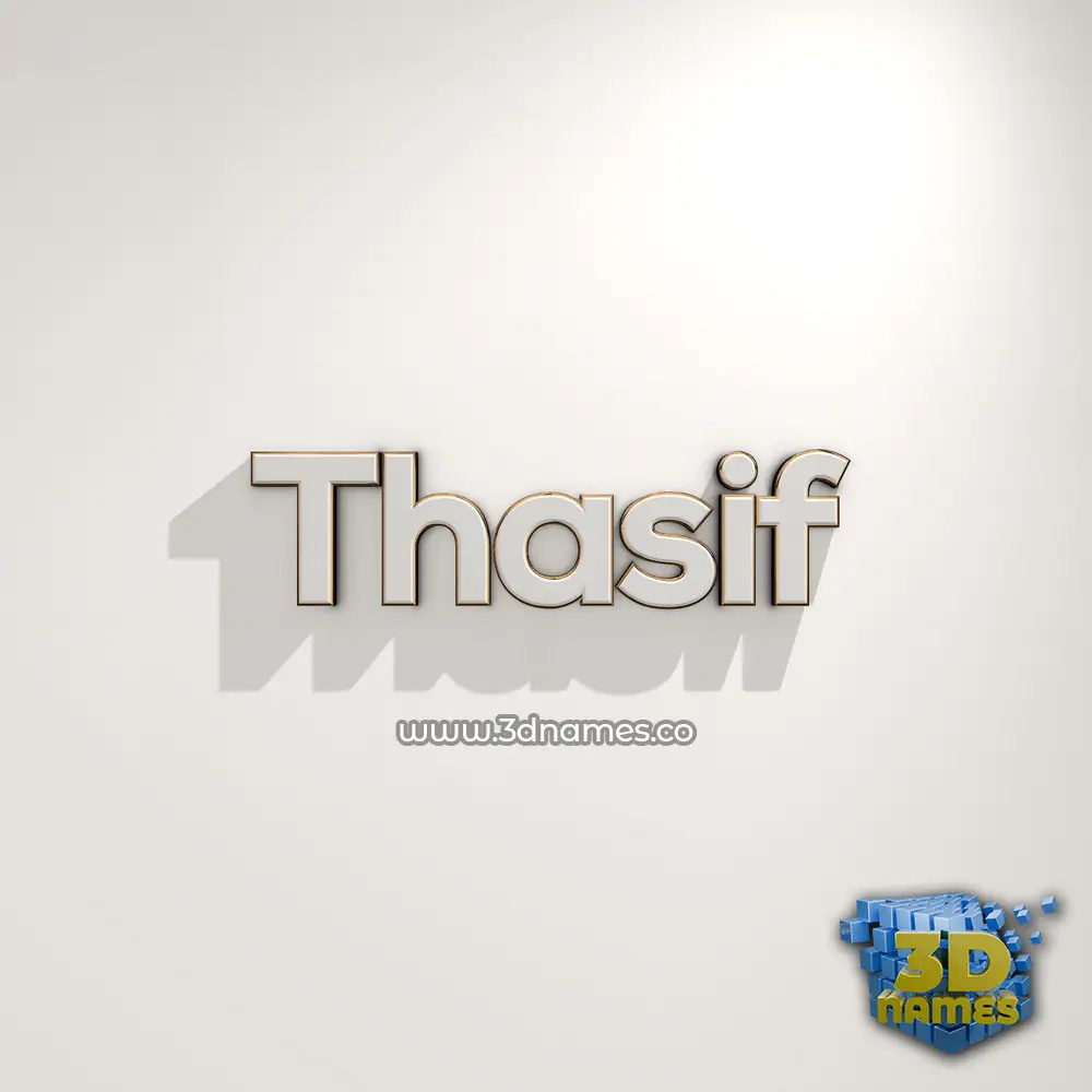 thasif in White Logo Warm style - 3D name wallpaper