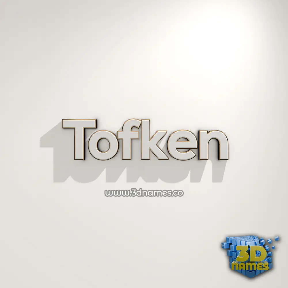 tofken in White Logo Warm style - 3D name wallpaper