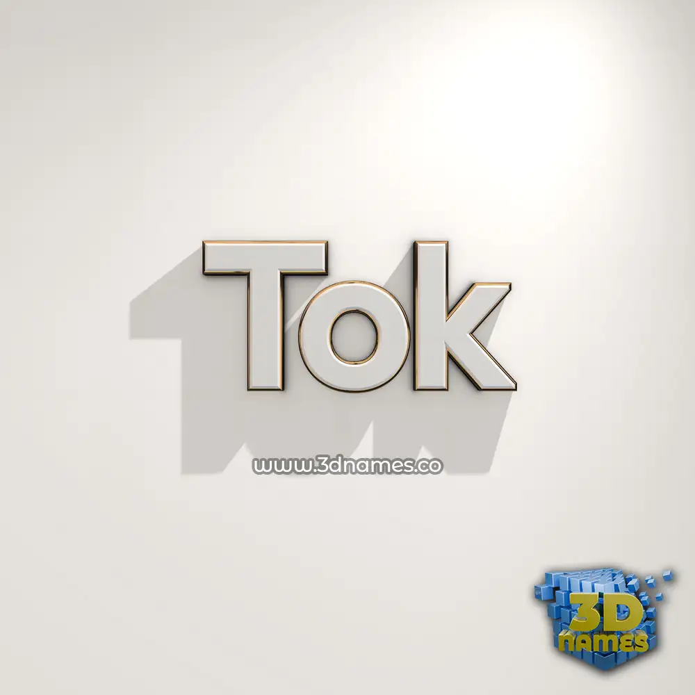 tok in White Logo Warm style - 3D name wallpaper