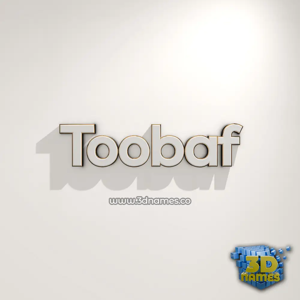 toobaf in White Logo Warm style - 3D name wallpaper