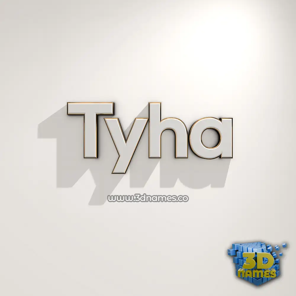tyha in White Logo Warm style - 3D name wallpaper