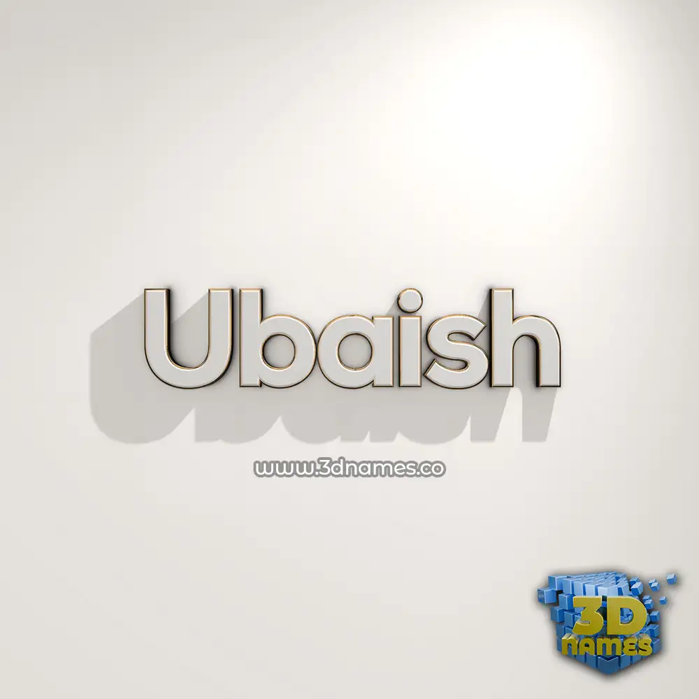 ubaish in White Logo Warm style - 3D name wallpaper