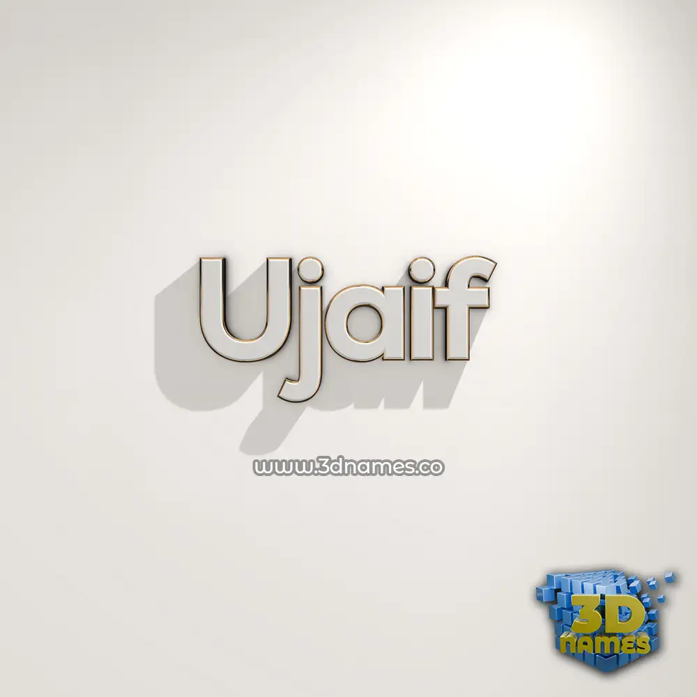 ujaif in White Logo Warm style - 3D name wallpaper