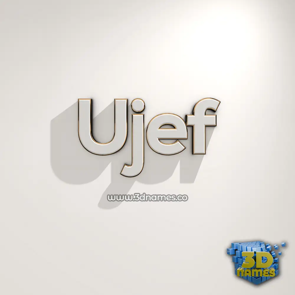 ujef in White Logo Warm style - 3D name wallpaper