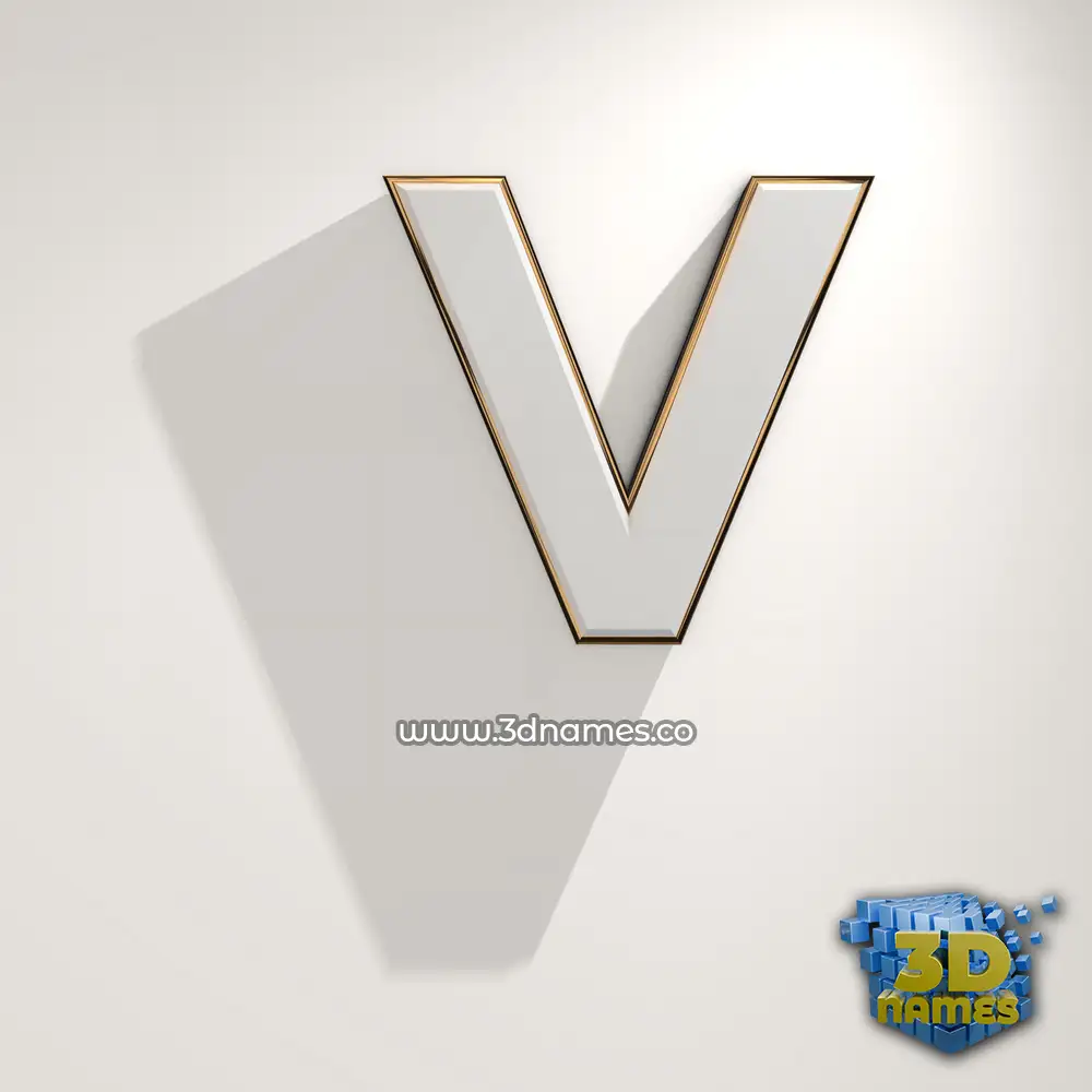 v in White Logo Warm style - 3D name wallpaper