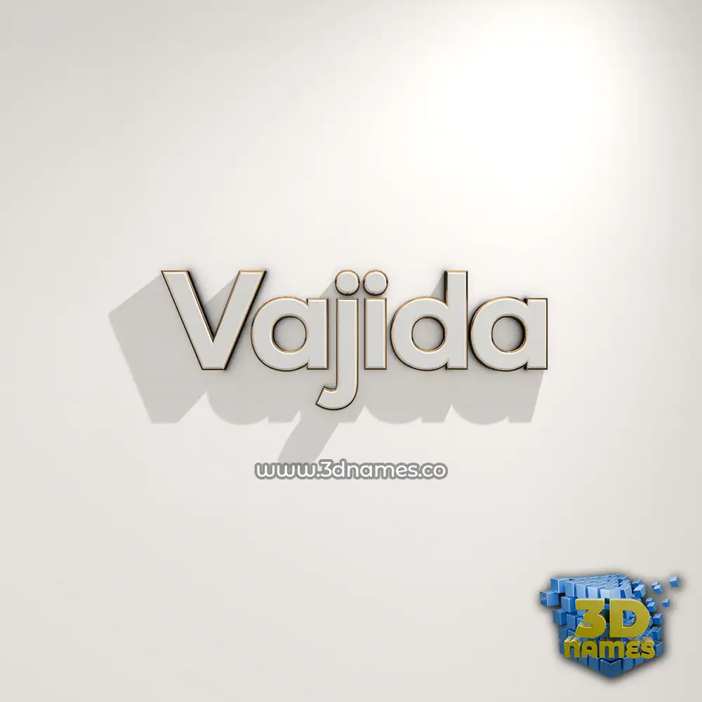 vajida in White Logo Warm style - 3D name wallpaper