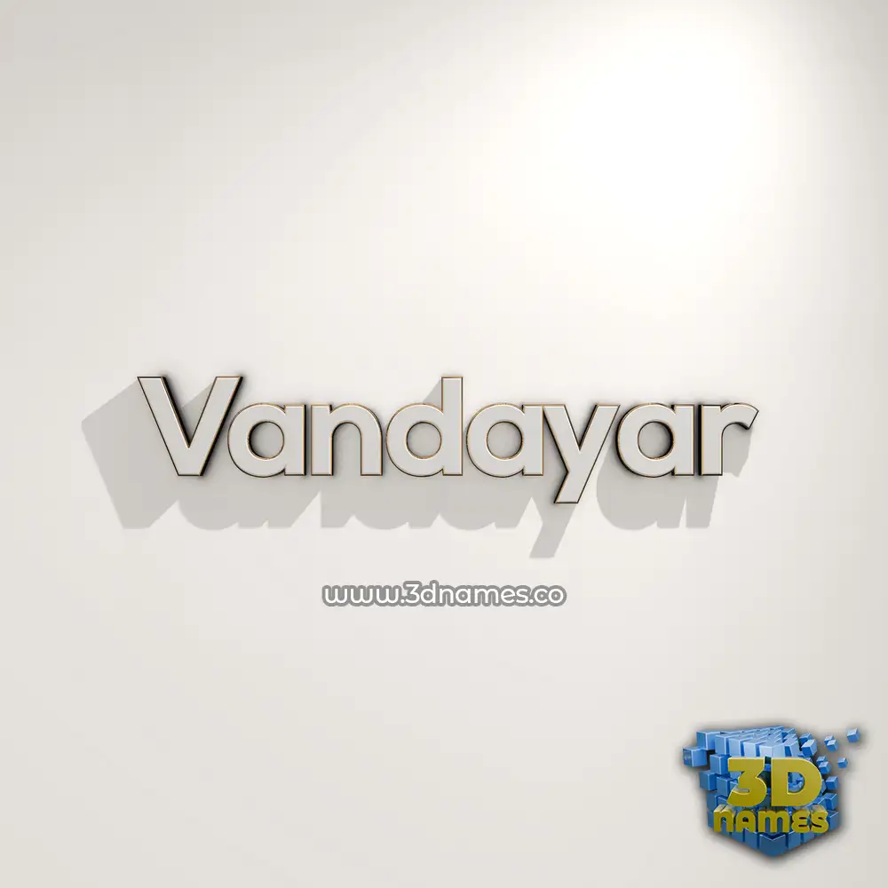 vandayar in White Logo Warm style - 3D name wallpaper