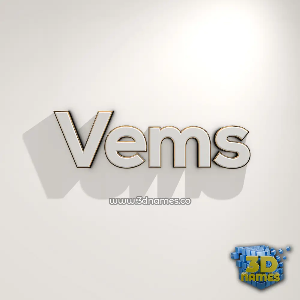 vems in White Logo Warm style - 3D name wallpaper