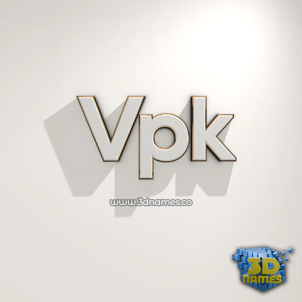 vpk in White Logo Warm style - 3D name wallpaper