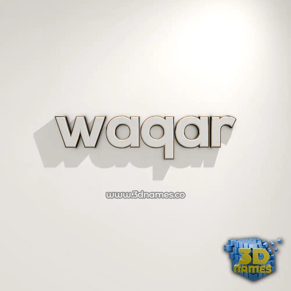 waqar in White Logo Warm style - 3D name wallpaper