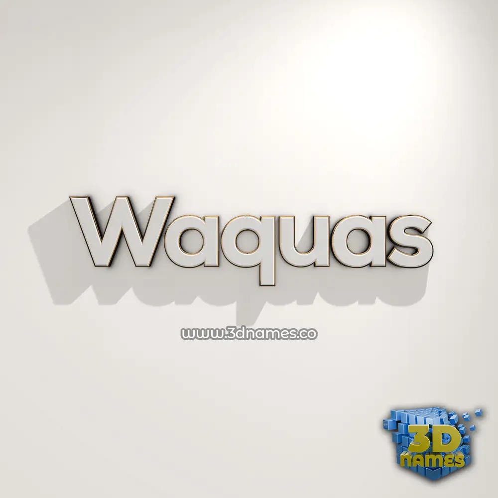 waquas in White Logo Warm style - 3D name wallpaper
