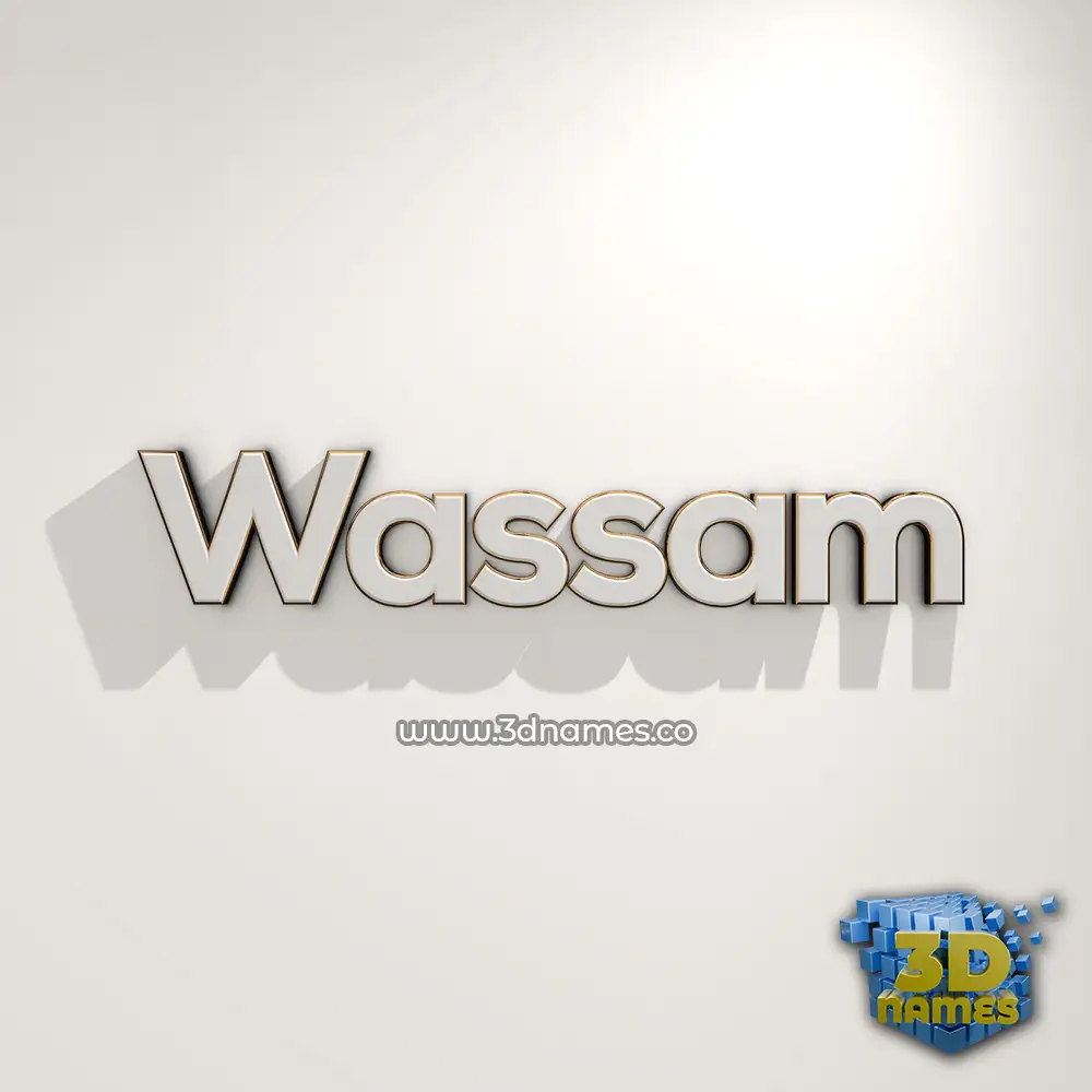 wassam in White Logo Warm style - 3D name wallpaper