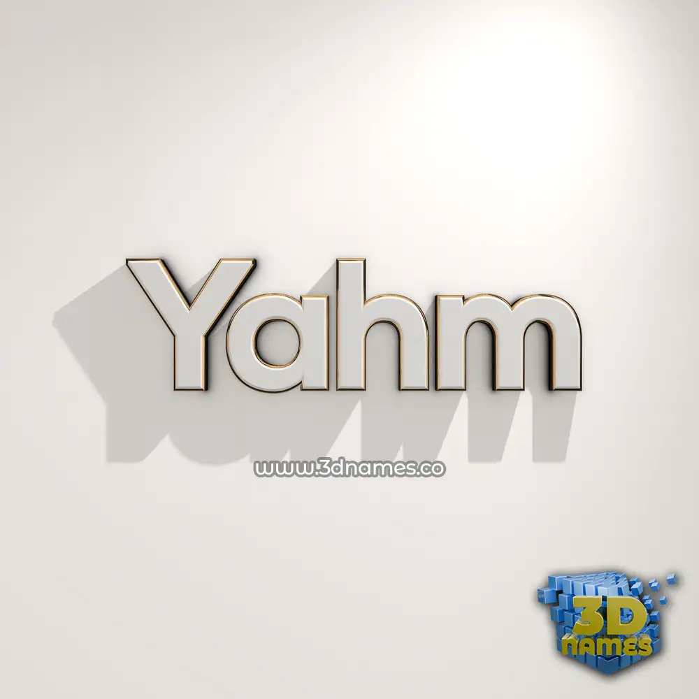 yahm in White Logo Warm style - 3D name wallpaper